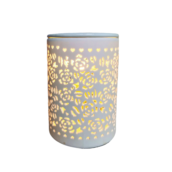 15x10 Ceramic Electric Oil Burner-White Rose b02535