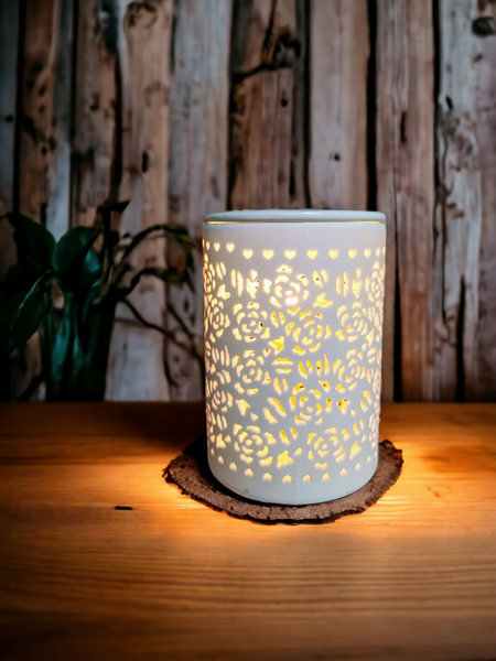 15x10 Ceramic Electric Oil Burner-White Rose b02535