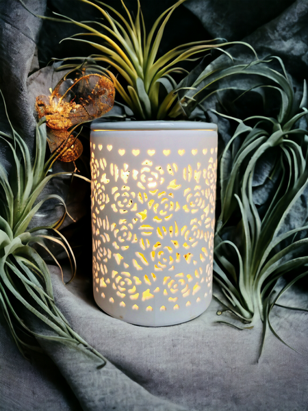 15x10 Ceramic Electric Oil Burner-White Rose b02535