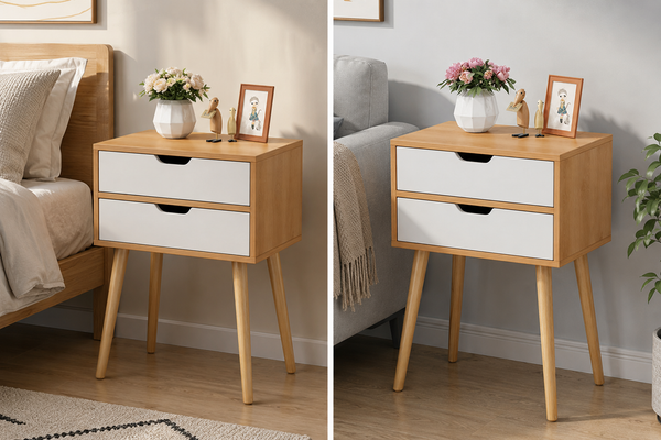 Wooden Bedside Table Drawers Nightstand Unit Cabinet Storage Bedside Table (Flat Pack)