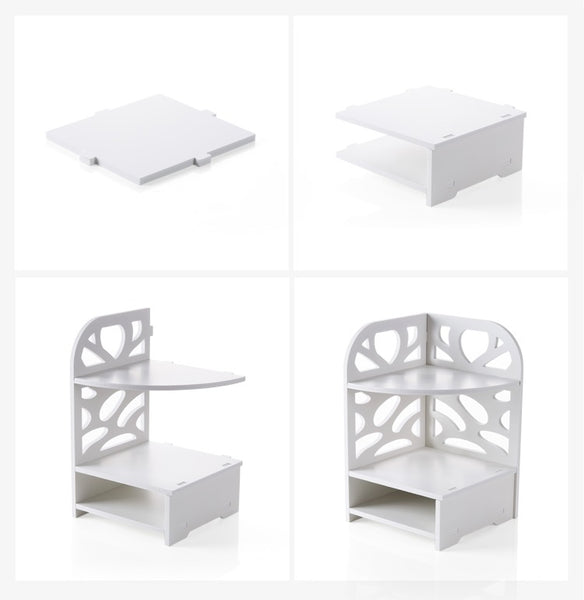 Wood Plastic Board Furnitures - Bathroom Toilet Storage Cabinet Corner Standing Rack Cupboard Organizer Holder