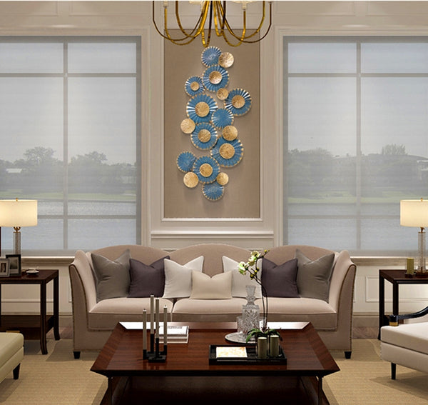 130cm Metal Wall Art Wall Decor Alps Blue HW02935
