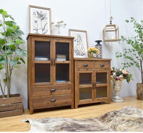 Timber Cabinets Solid Wood with Glass Doors Dinning Room Furnitures