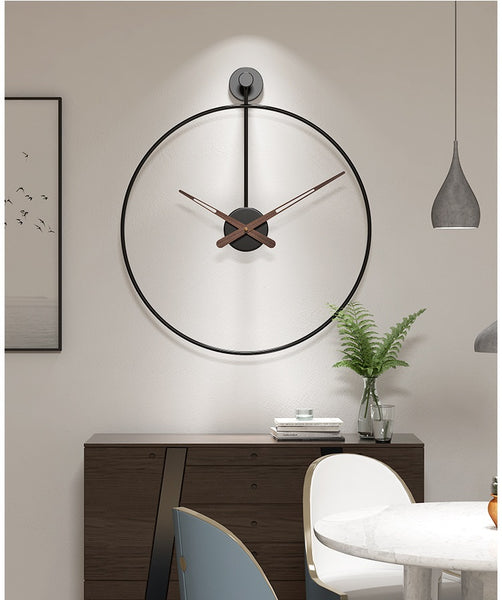 Black Clock with Double metal frame 60cm