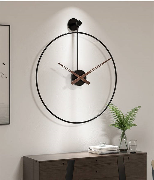 Black Clock with Double metal frame 60cm