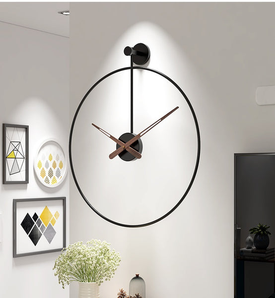 Black Clock with Double metal frame 60cm