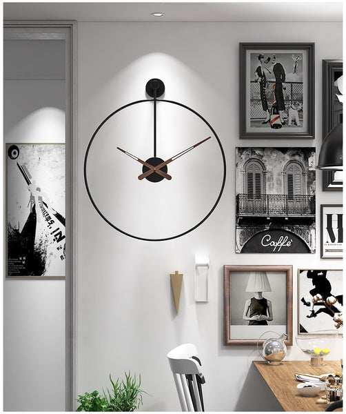 Black Clock with Double metal frame 60cm