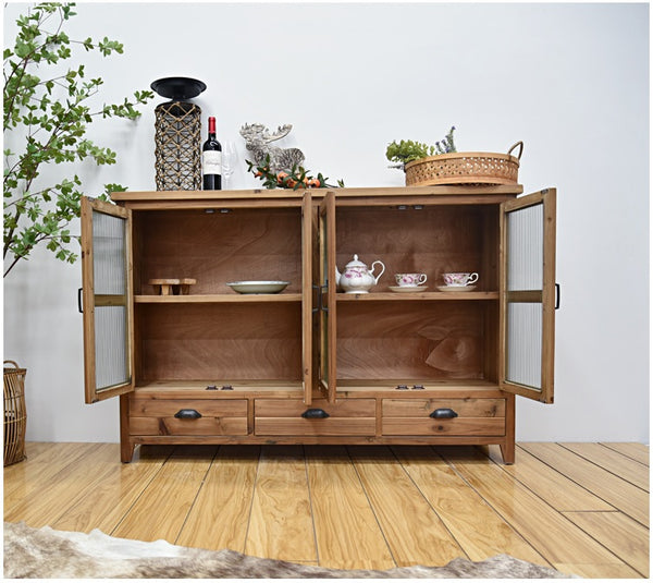 Timber Cabinets Solid Wood with Glass Doors Dinning Room Furnitures