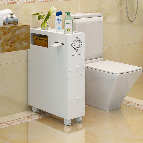 Wood Plastic Board Furnitures - Bathroom Toilet Storage Cabinet Bedside Standing Rack Cupboard Organizer Holder