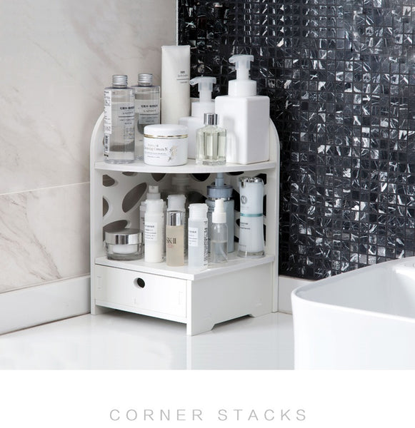 Wood Plastic Board Furnitures - Bathroom Toilet Storage Cabinet Corner Standing Rack Cupboard Organizer Holder