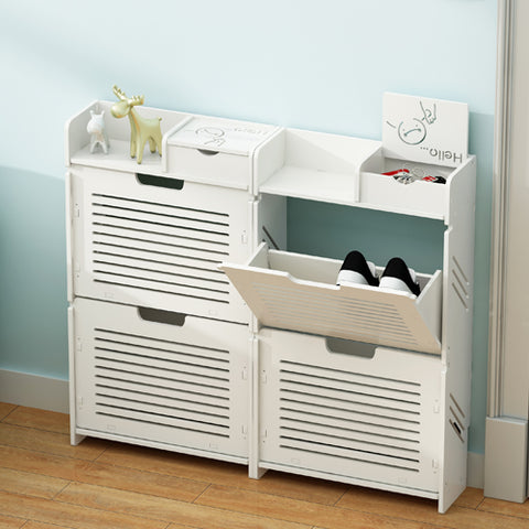 Wood Plastic Boards Furniture - Super Thin Shoe Cabinet Shoe Organizer 2 doors