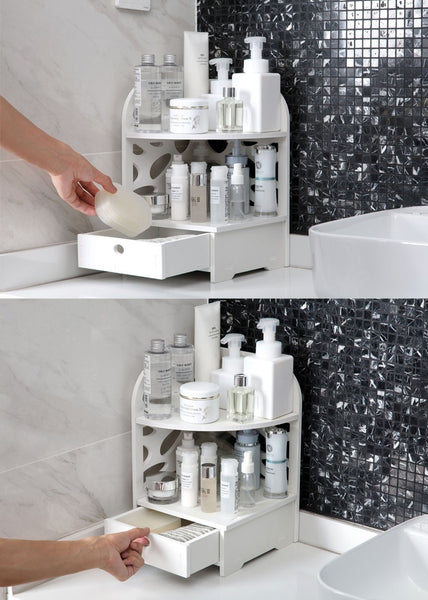 Wood Plastic Board Furnitures - Bathroom Toilet Storage Cabinet Corner Standing Rack Cupboard Organizer Holder