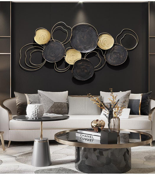150cm Metal Wall Art Wall Decor Peace Stone/Gold HW02938