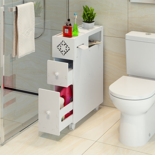 Wood Plastic Board Furnitures - Bathroom Toilet Storage Cabinet Bedside Standing Rack Cupboard Organizer Holder