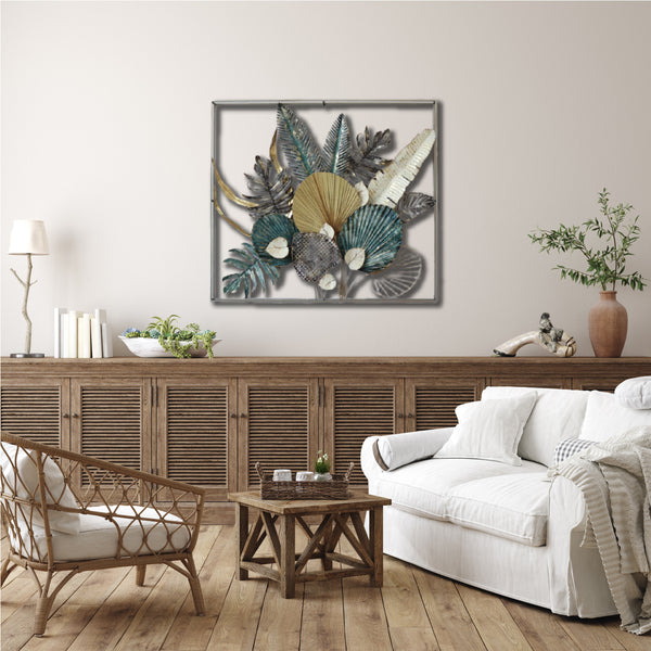 100cm Metal Wall Art Wall Decor River Side GD/BW/GE/WH HW02897