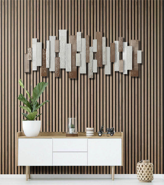 150cm Metal Wall Art - Timber fencing HW02902