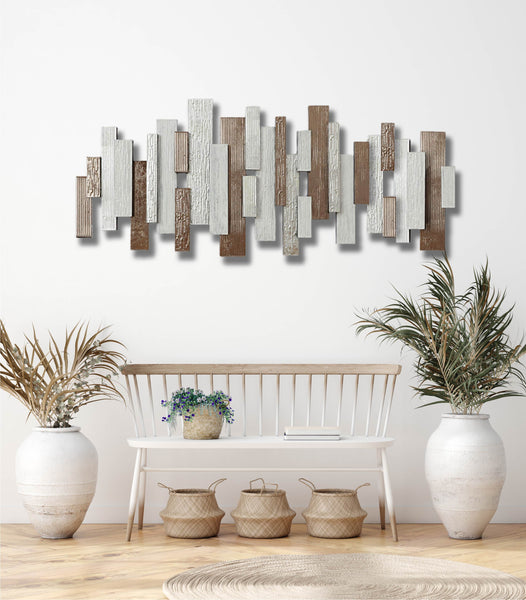150cm Metal Wall Art - Timber fencing HW02902