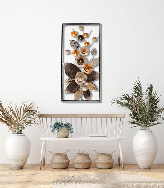 120cm Metal Wall Art - Hanging Flowers with Frames HW02905