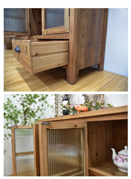 Timber Cabinets Solid Wood with Glass Doors Dinning Room Furnitures