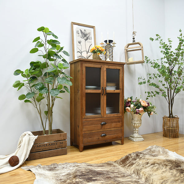 Timber Cabinets Solid Wood with Glass Doors Dinning Room Furnitures