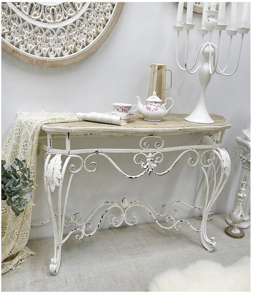 Retro Console table with metal frames and timber top