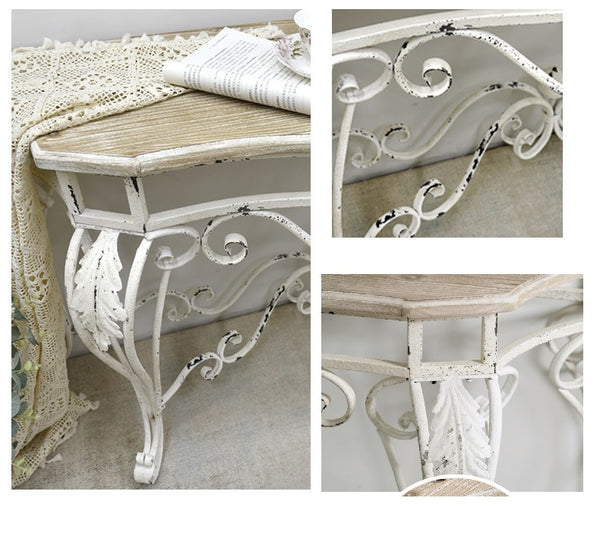 Retro Console table with metal frames and timber top