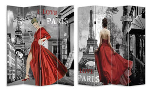 4 Panels Room Divider Canvas Screen Paris Room Divider HW02811