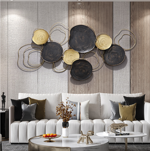150cm Metal Wall Art Wall Decor Peace Stone/Gold HW02938
