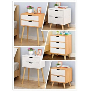 Wooden Bedside Table Drawers Nightstand Unit Cabinet Storage Bedside Table (Flat Pack)